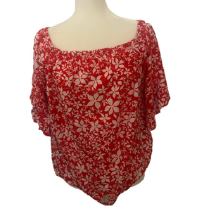 - Lane Bryant floral  Red and White Women's Top